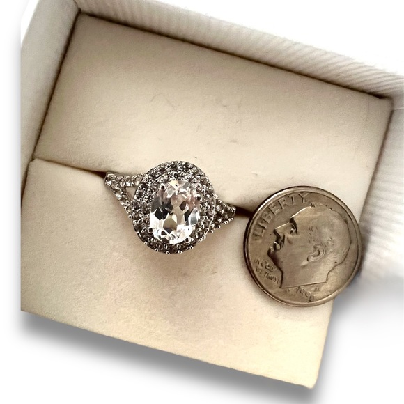 Sterling Silver CZ Halo Ring - Picture 2 of 4
